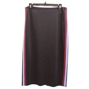 Diane von Furstenberg DVF Midi Pencil Skirt Black with Side Stripes Size 14